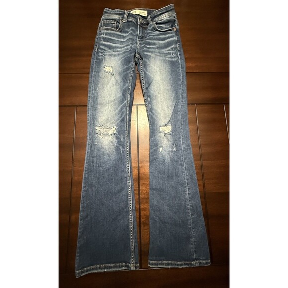 BKE Denim - BKE Stella Mid Rise Bootcut Distressed Jeans 27x33.5 (27.5x32.5) Perfect Fade